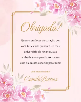 Postagem de agradecimento de aniversário elegante e rosa no Instagram