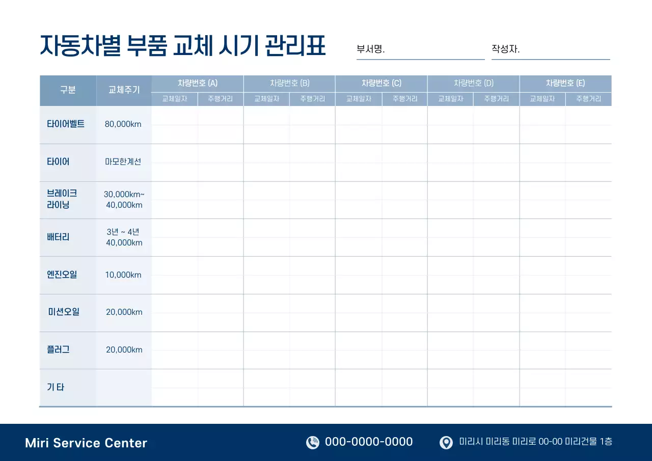 파랑 깔끔 자동차 관리 매뉴얼