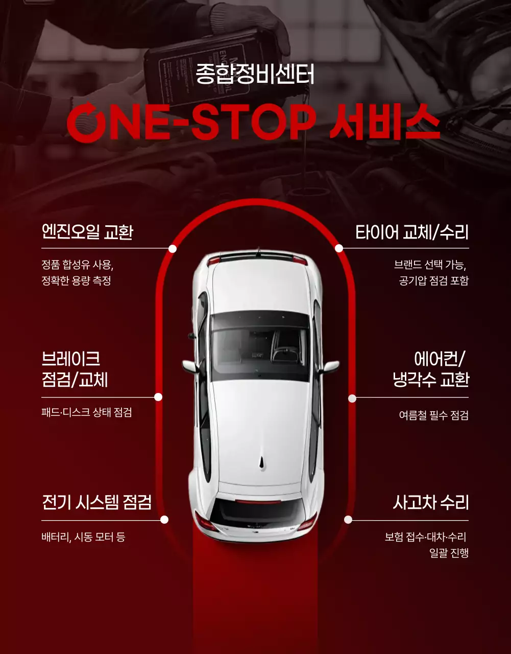 빨강 모던 자동차 서비스 홍보