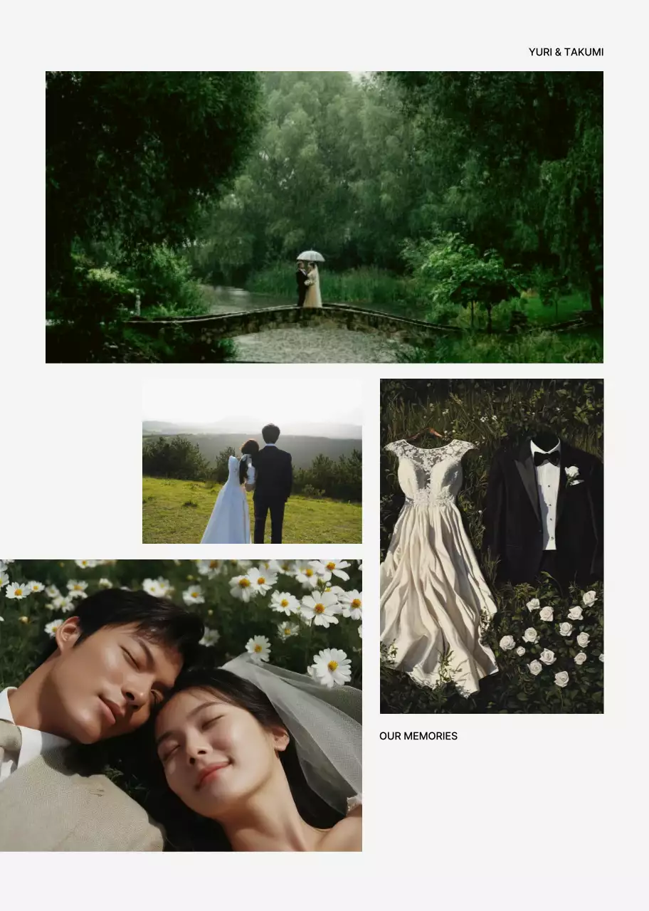 緑 上品 結婚式 招待状 ミニマル感性プロフィールブック