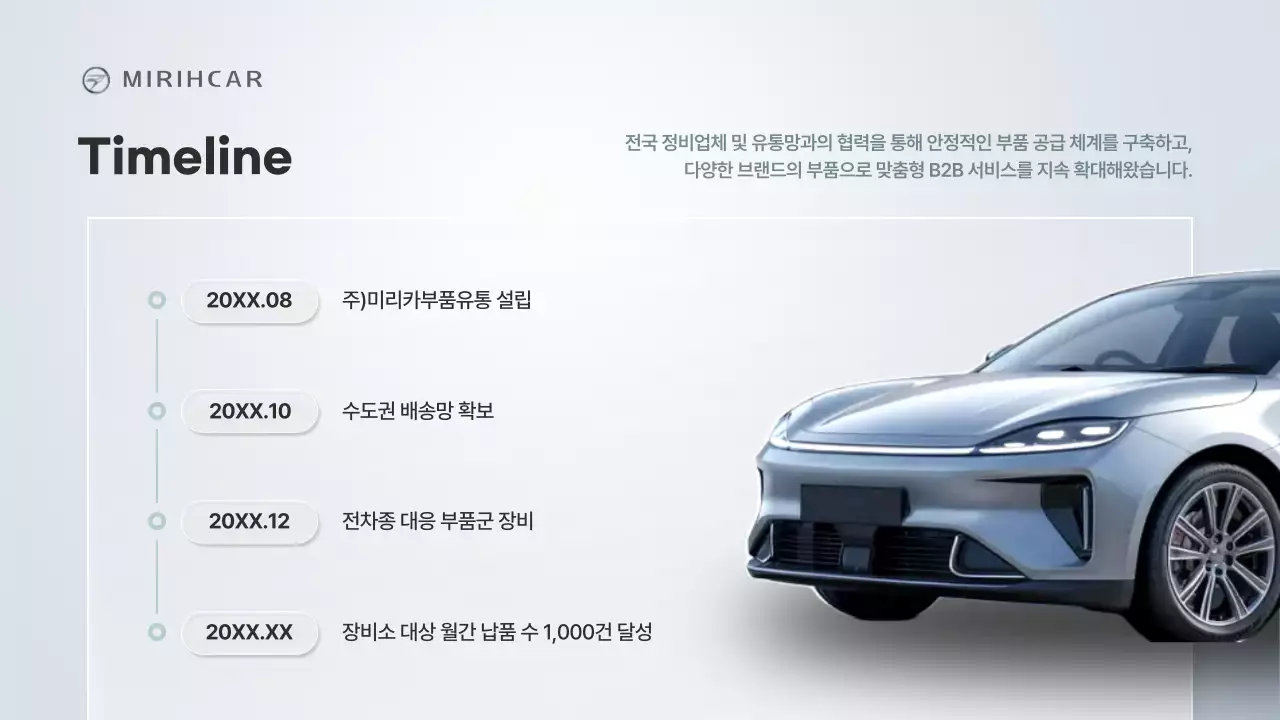 회색의 모던한 자동차 부품 공급 제휴 제안서