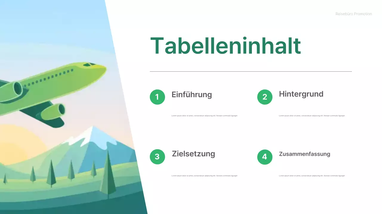 Grünes, modernes Reisen Präsentation