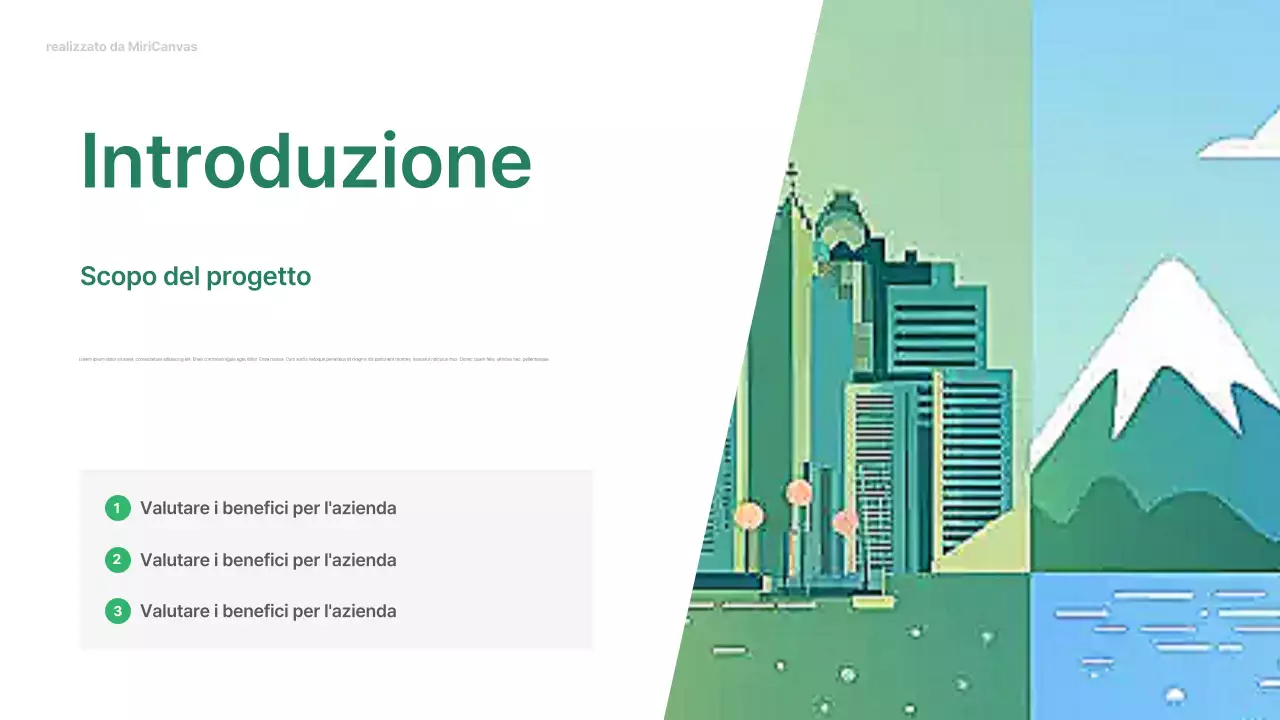 Presentazione del viaggio moderno e verde