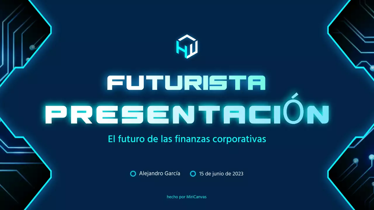 Presentación de finanzas futuristas azules