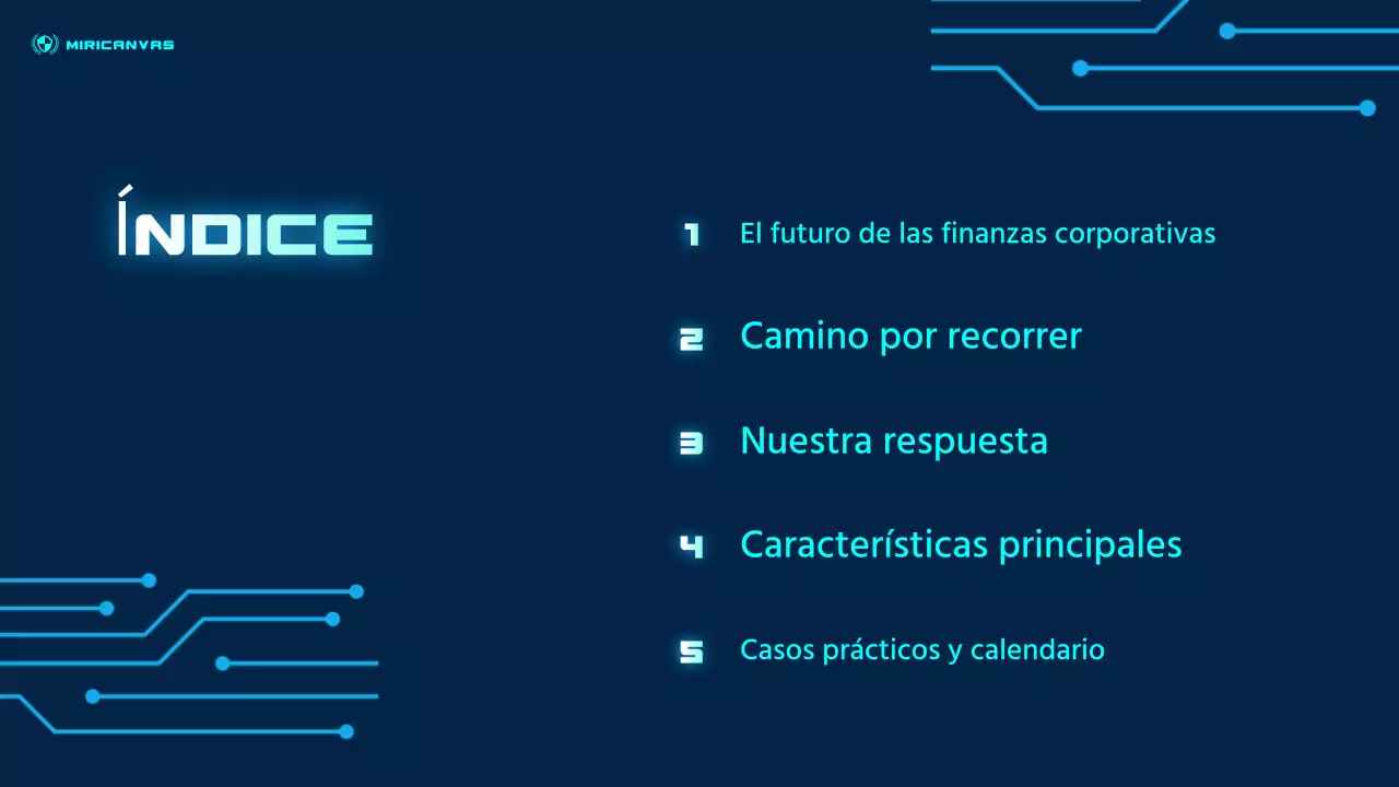 Presentación de finanzas futuristas azules