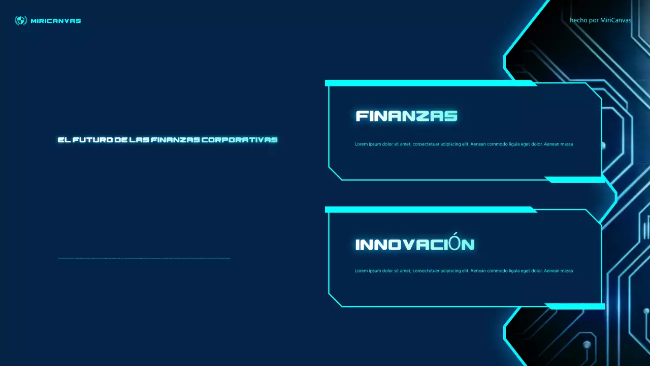 Presentación de finanzas futuristas azules