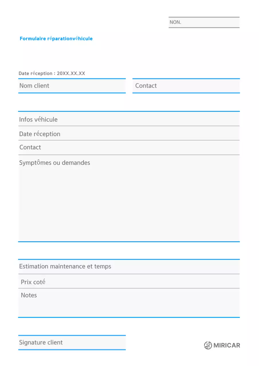 Manuel de réparation de véhicule simple bleu