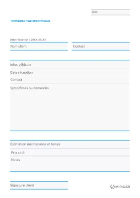 Manuel de réparation de véhicule simple bleu