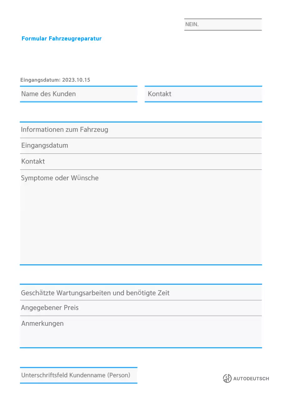 Blaues einfaches Fahrzeugreparaturhandbuch