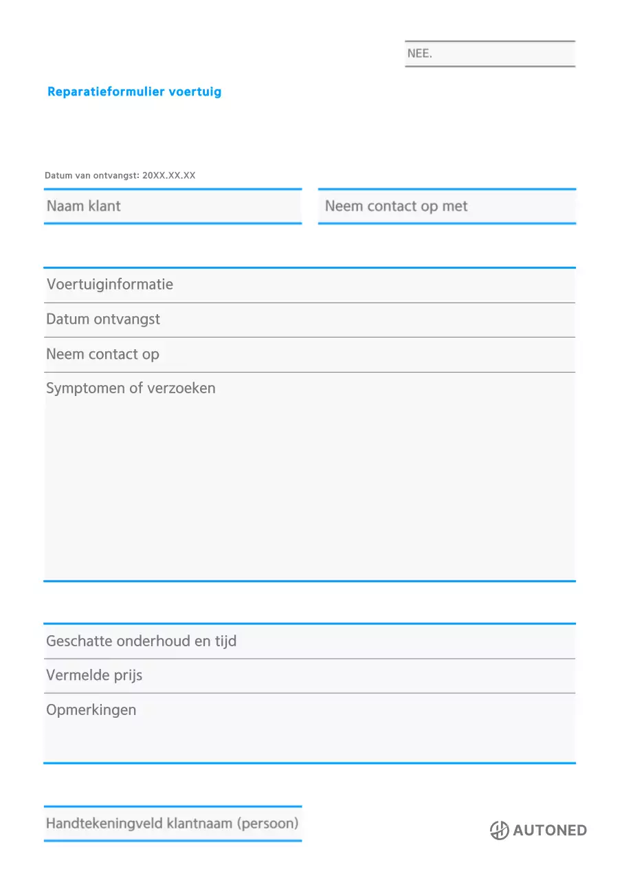 Blauwe eenvoudige voertuigreparatiehandleiding