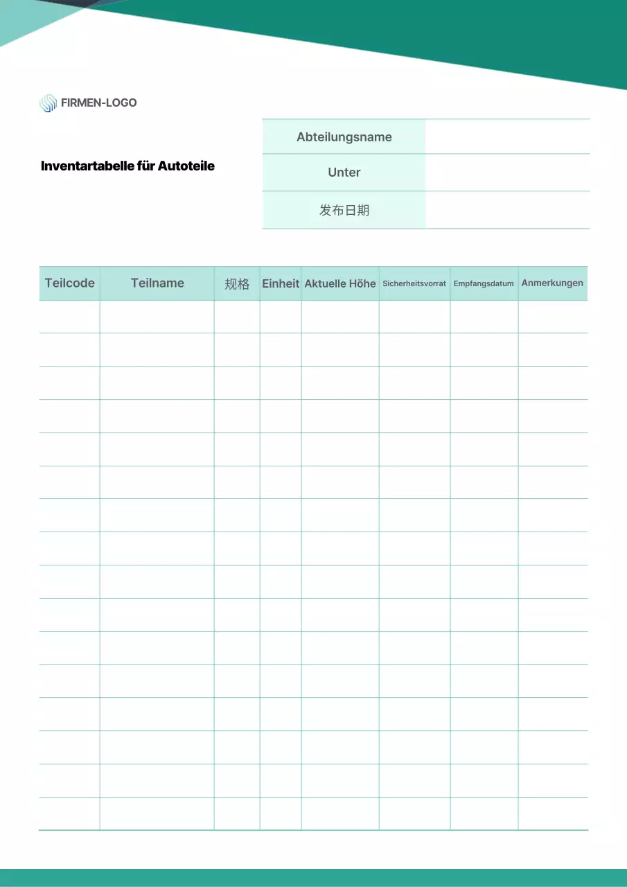Mint Basic-Vorlage für Bestandsverwaltung