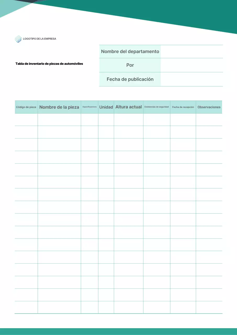 Plantilla básica de gestión de inventario de Mint