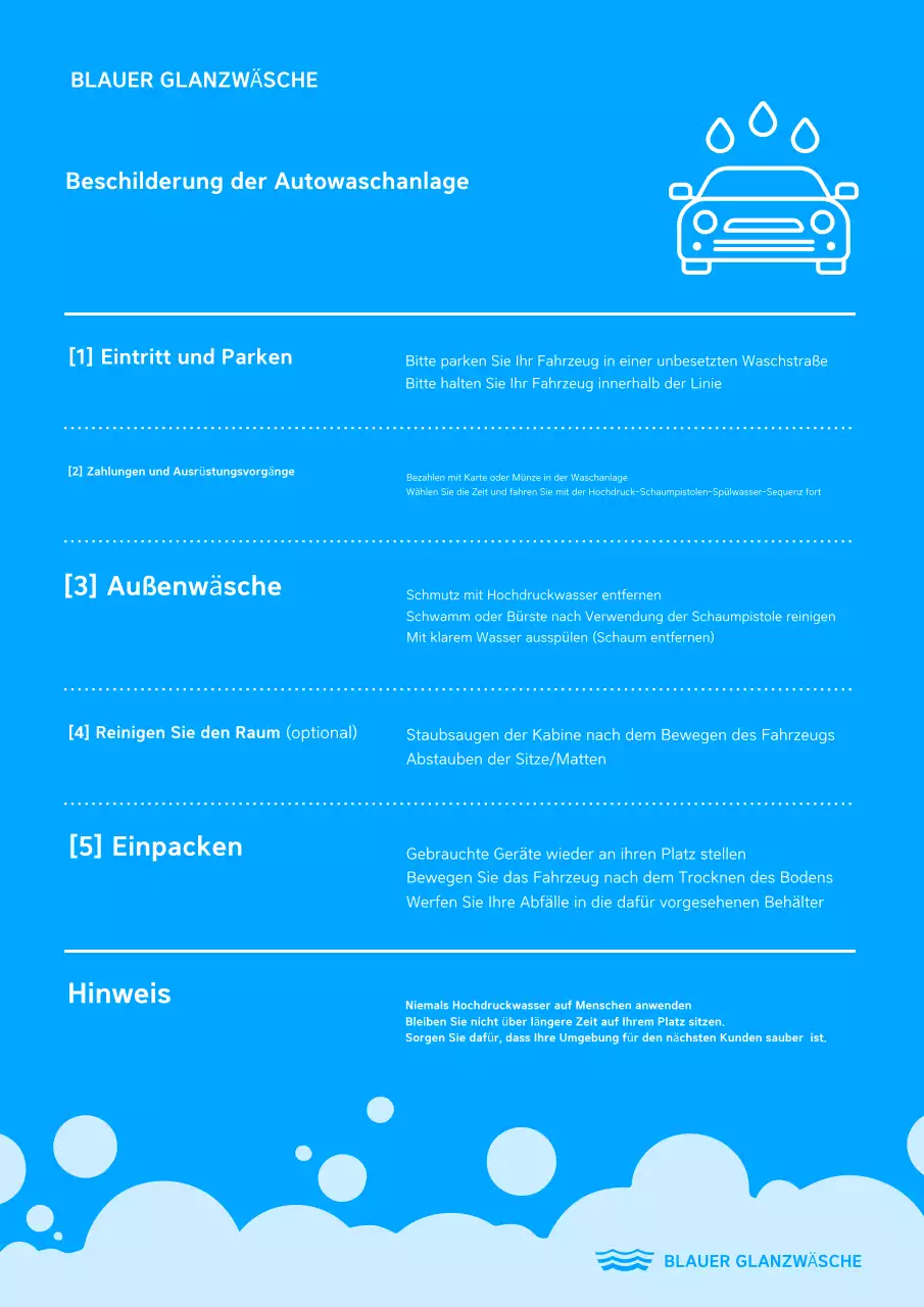 Blue Clean Autowaschanleitung