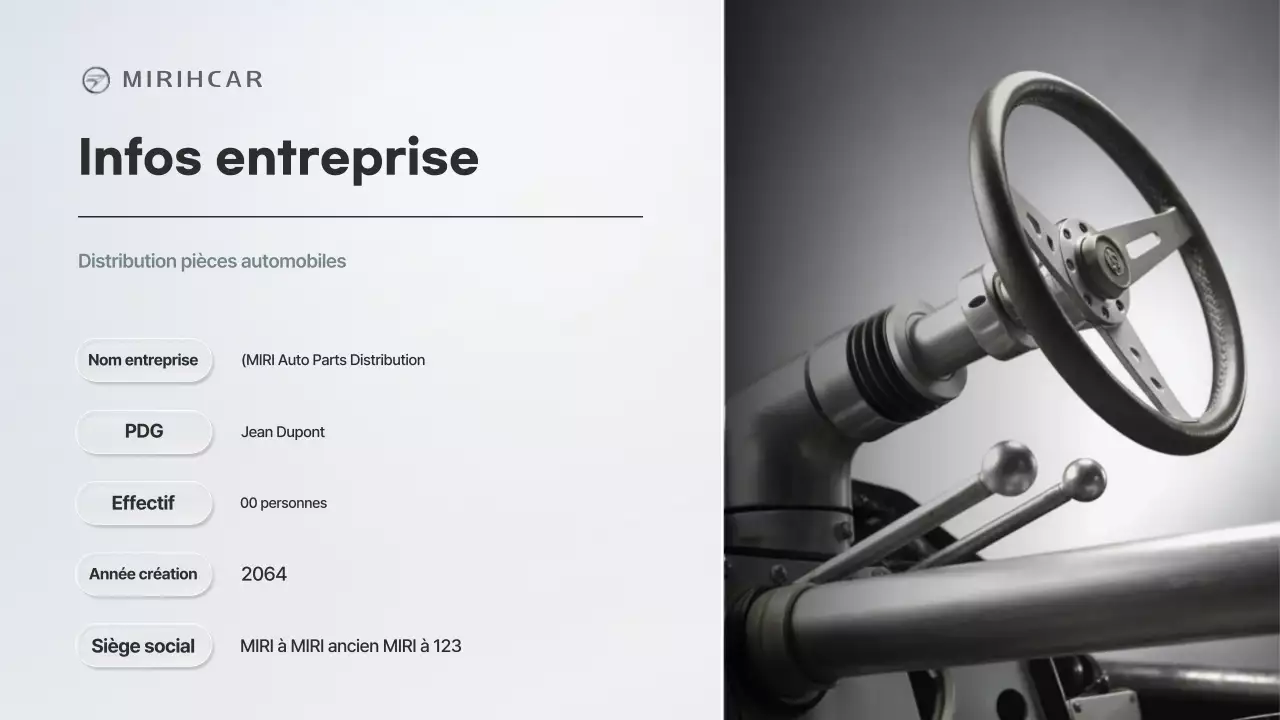 Proposition de partenariat pour l'approvisionnement en pièces automobiles modernes de Gray