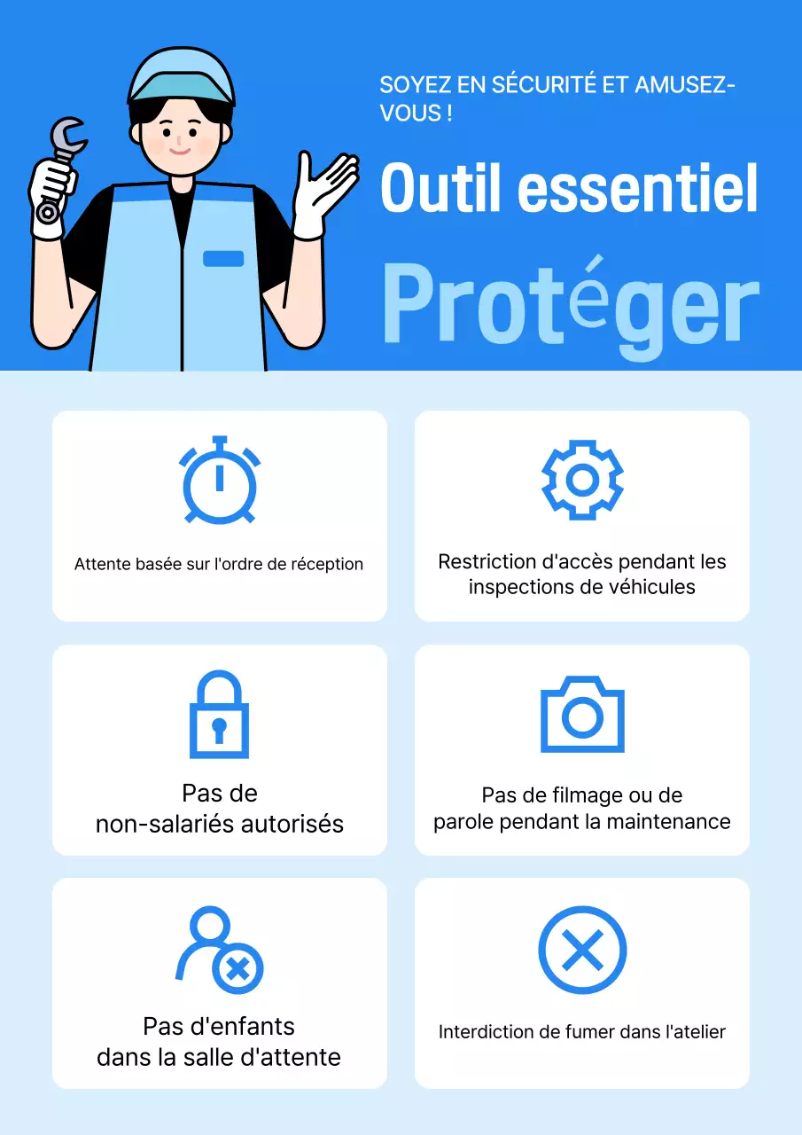 Consignes de sécurité simples et bleues