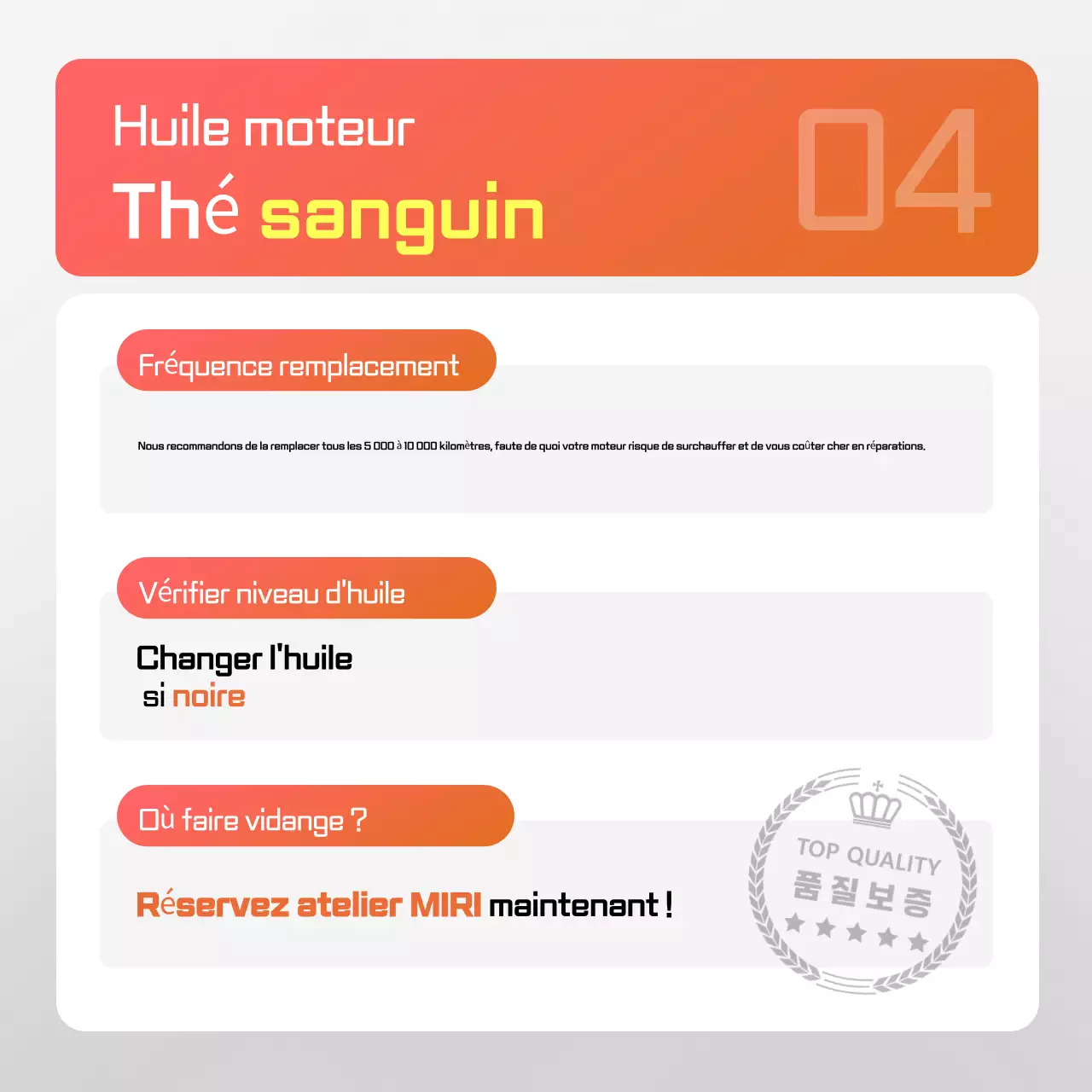 Guide de conseils pour l'auto-inspection de l'entretien des voitures