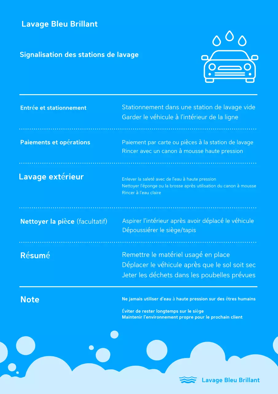 Guide de lavage de voiture Blue Clean
