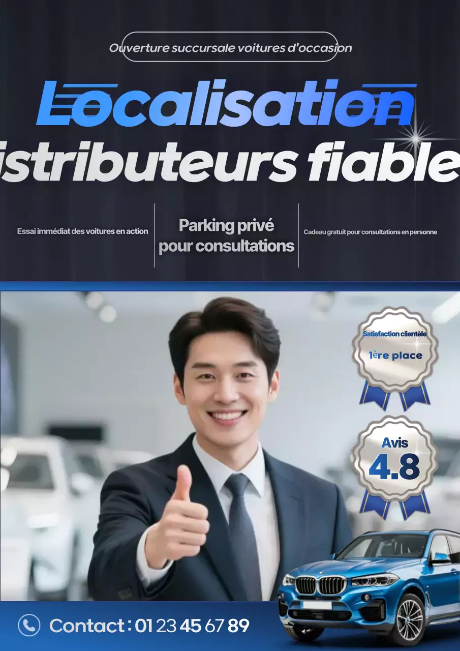 Affiche promotionnelle pour concessionnaire de voitures d'occasion