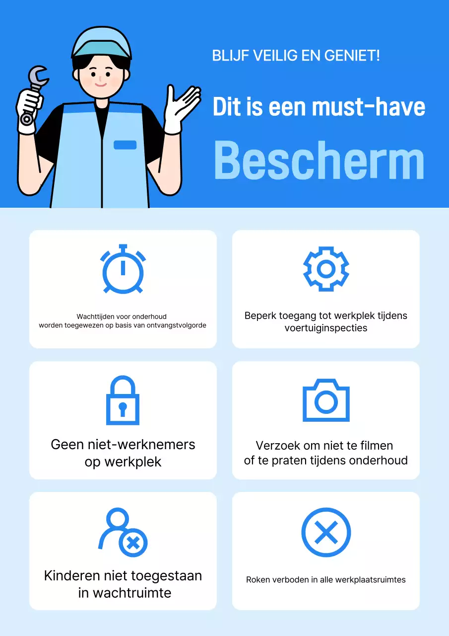 Blauwe eenvoudige veiligheidsrichtlijnen