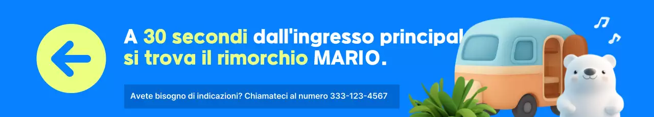 Banner guida alla posizione di vendita di veicoli da campeggio