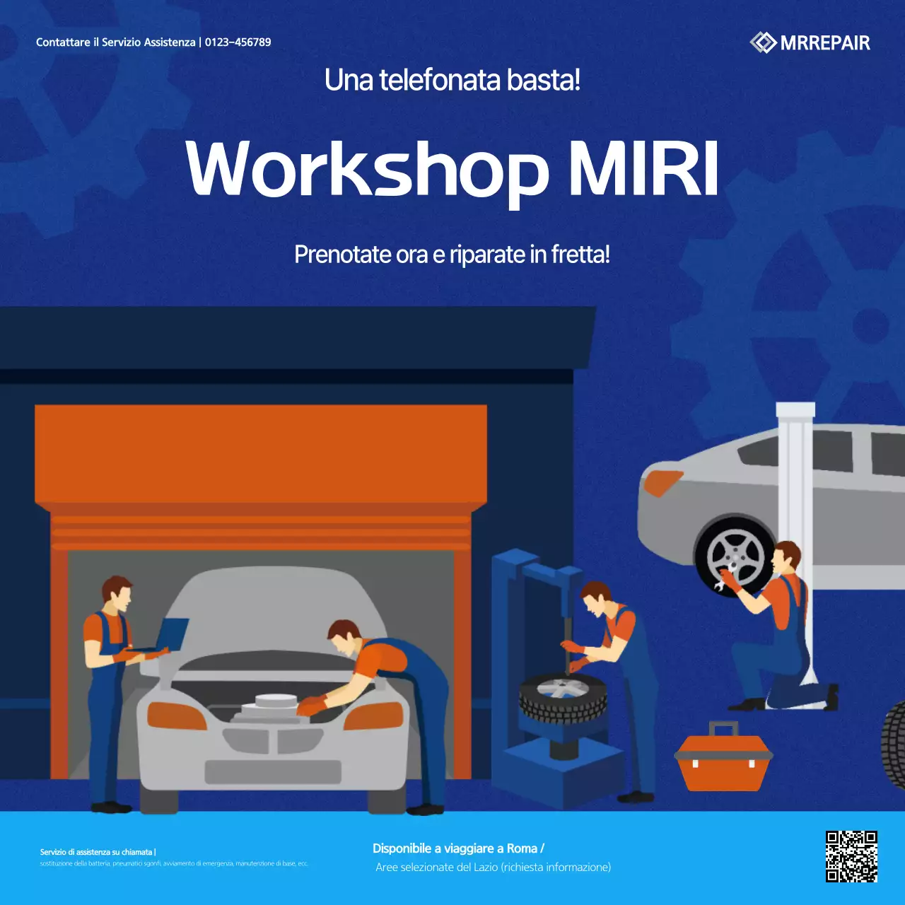 Pubblicità di riparazione auto moderne blu