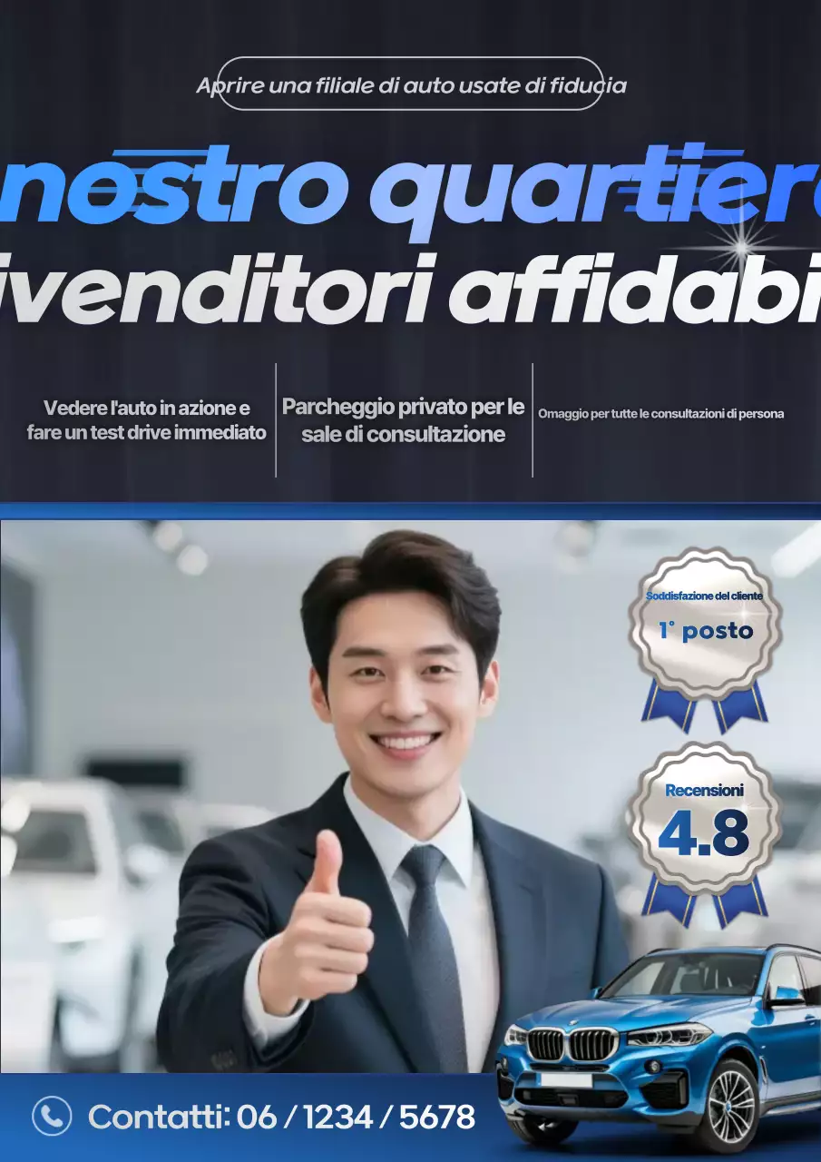 Manifesto promozionale di un concessionario di auto usate