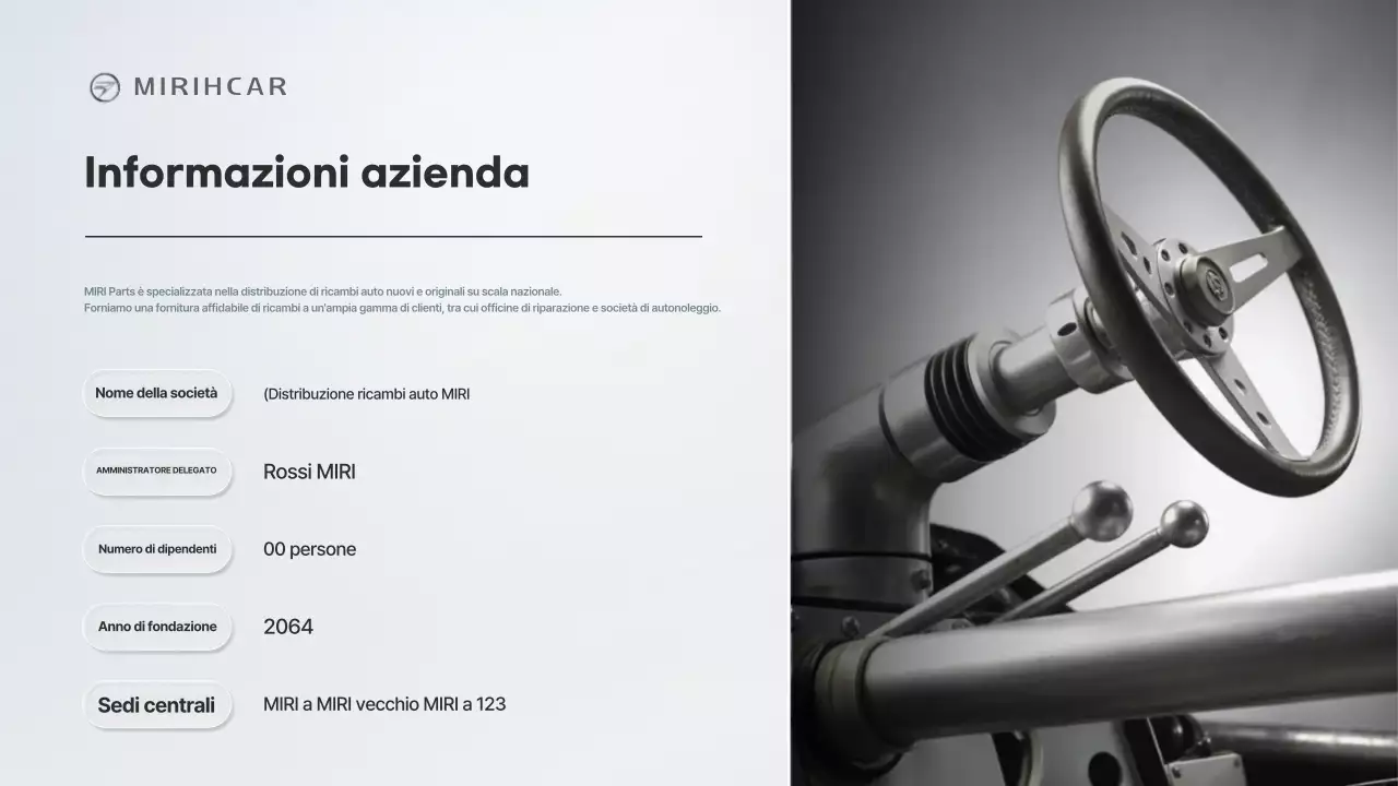 Proposta di partnership per la fornitura di componenti per autoveicoli moderni Gray