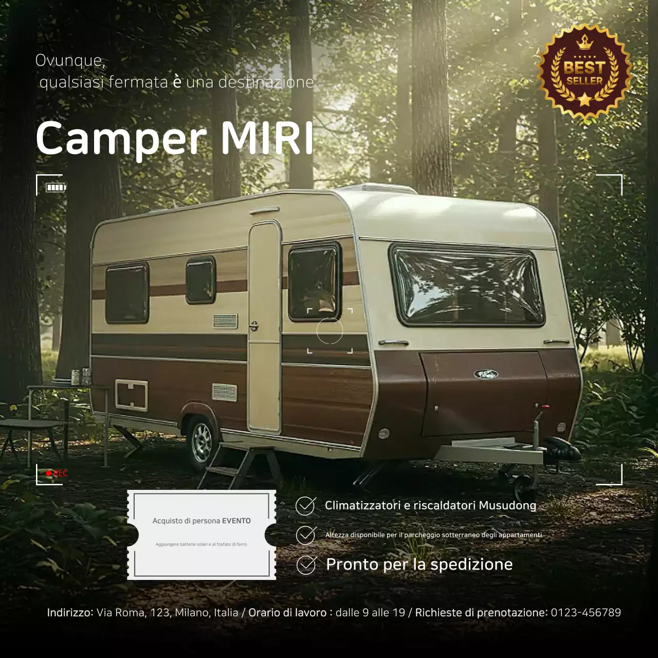 pubblicità di camper vintage marrone