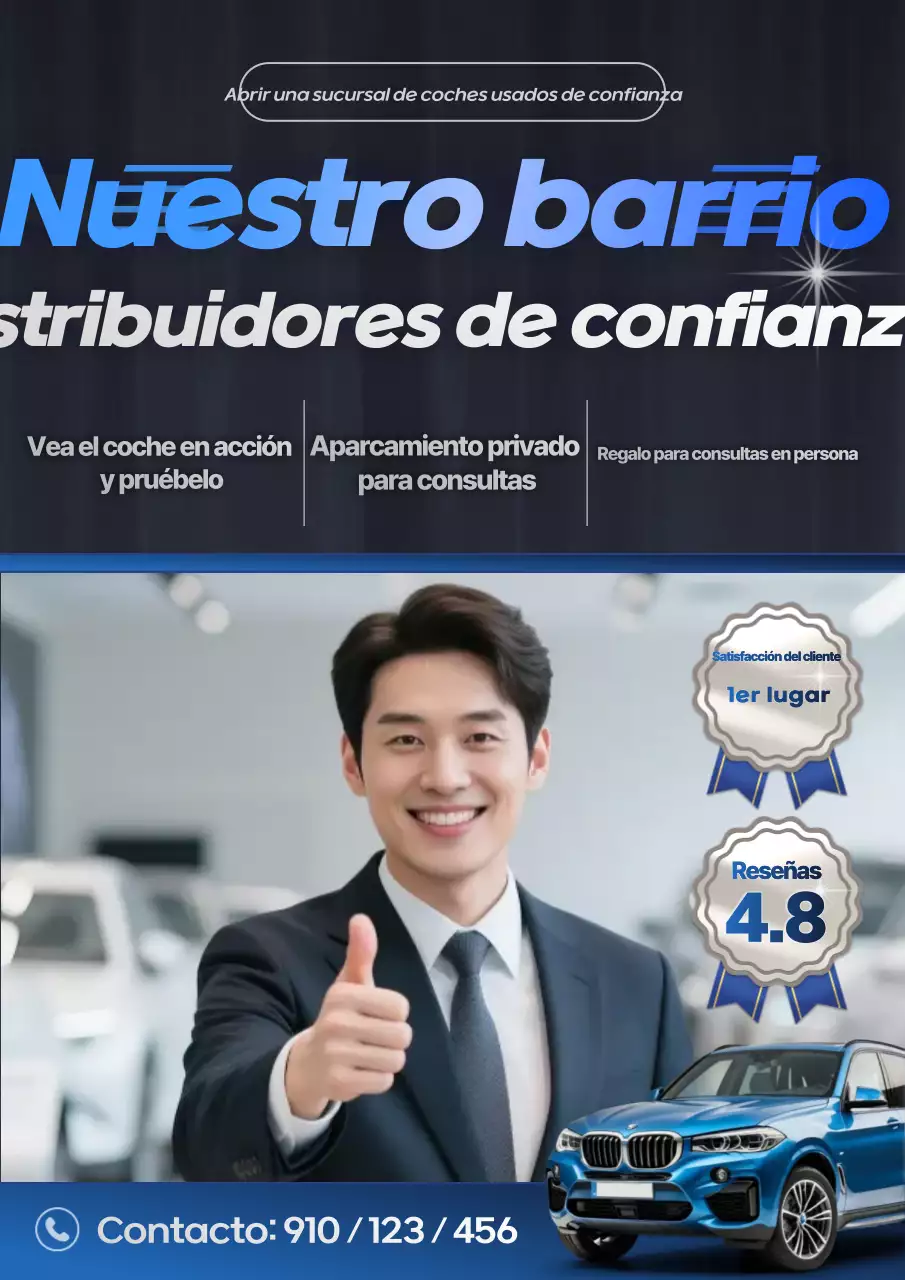 Cartel promocional de concesionario de coches usados