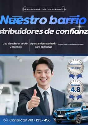 Cartel promocional de concesionario de coches usados