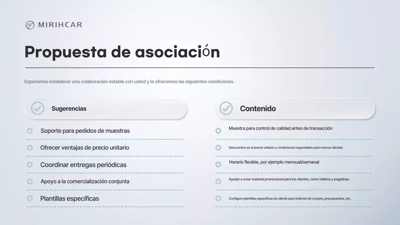 Propuesta de asociación para el suministro de piezas automotrices modernas de Gray