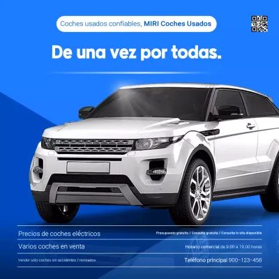 Anuncio de coche usado moderno de color azul