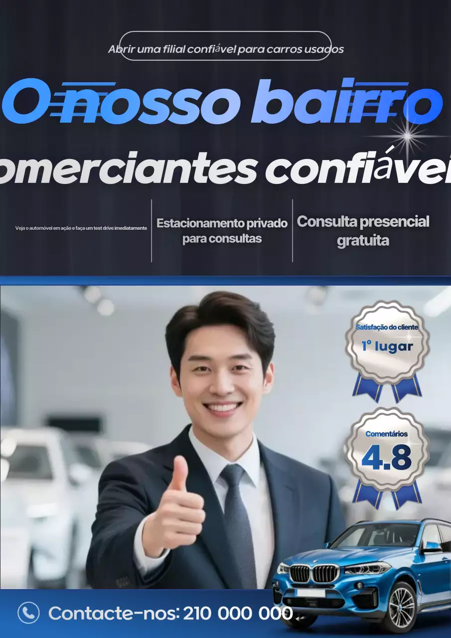 Cartaz promocional de concessionária de carros usados