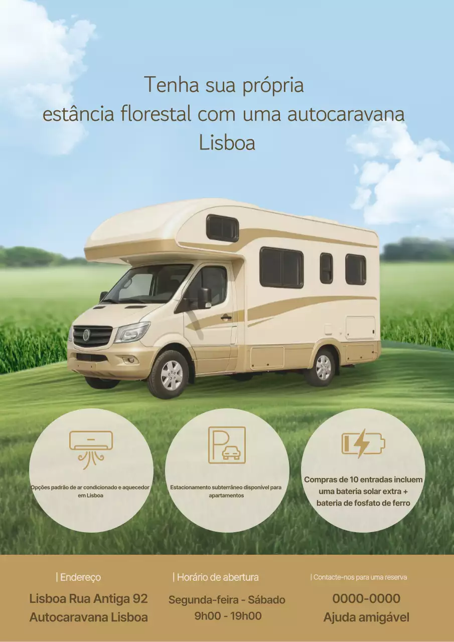 Promoção de Camper Van Bege Simples