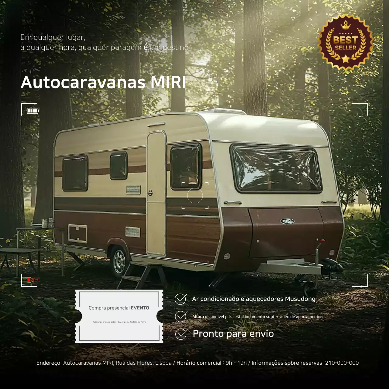 anúncio de van camper vintage marrom