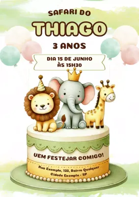 Convite de aniversário Safari verde e divertido