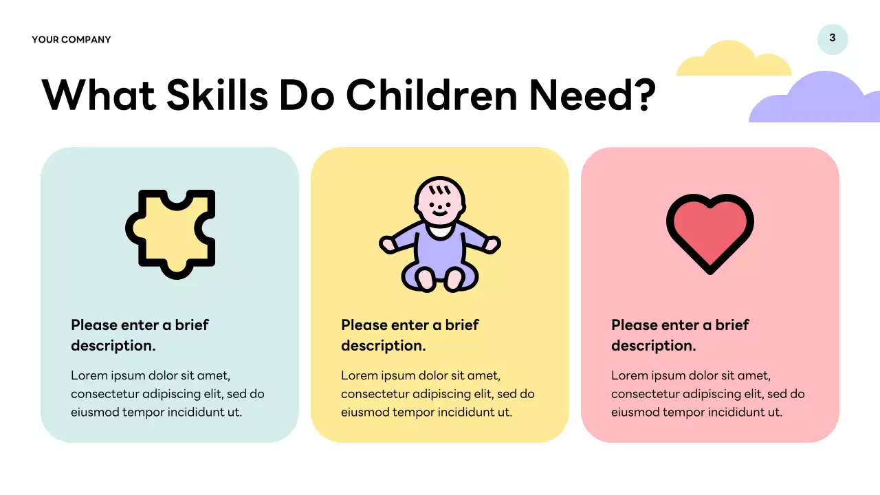 Apresentação de palestra sobre educação infantil moderna roxa