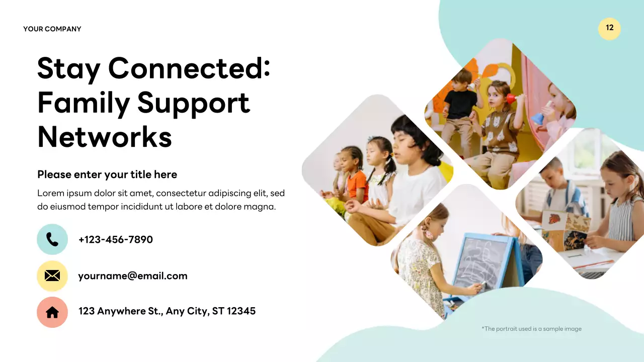 Apresentação de palestra sobre educação infantil moderna roxa