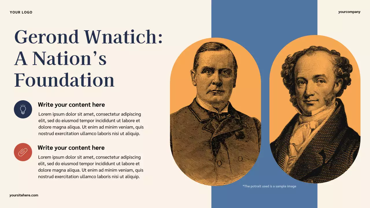 Bài thuyết trình lịch sử người Mỹ nổi tiếng cổ điển minh họa màu xanh