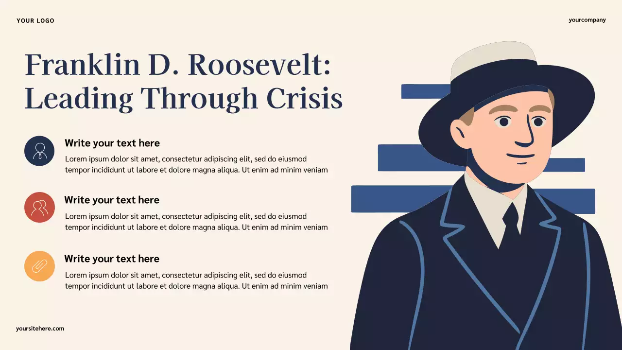 Bài thuyết trình lịch sử người Mỹ nổi tiếng cổ điển minh họa màu xanh