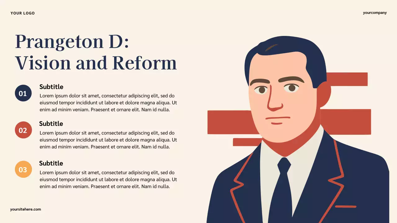 Bài thuyết trình lịch sử người Mỹ nổi tiếng cổ điển minh họa màu xanh