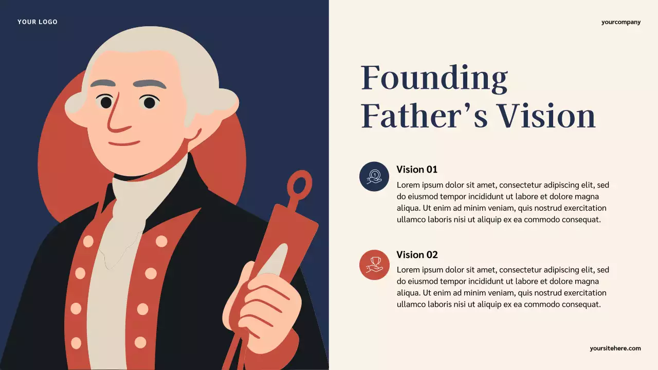 Bài thuyết trình lịch sử người Mỹ nổi tiếng cổ điển minh họa màu xanh