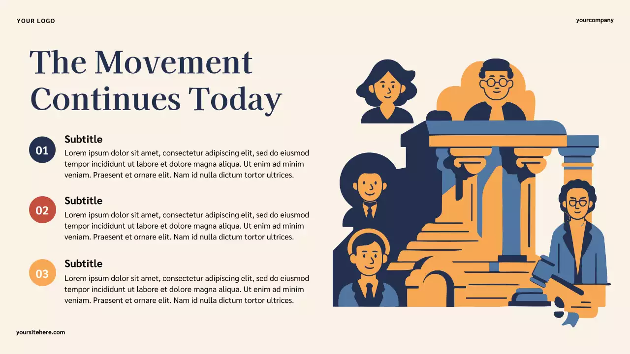 Bài thuyết trình lịch sử người Mỹ nổi tiếng cổ điển minh họa màu xanh