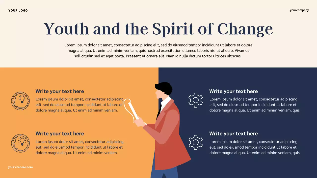 Bài thuyết trình lịch sử người Mỹ nổi tiếng cổ điển minh họa màu xanh