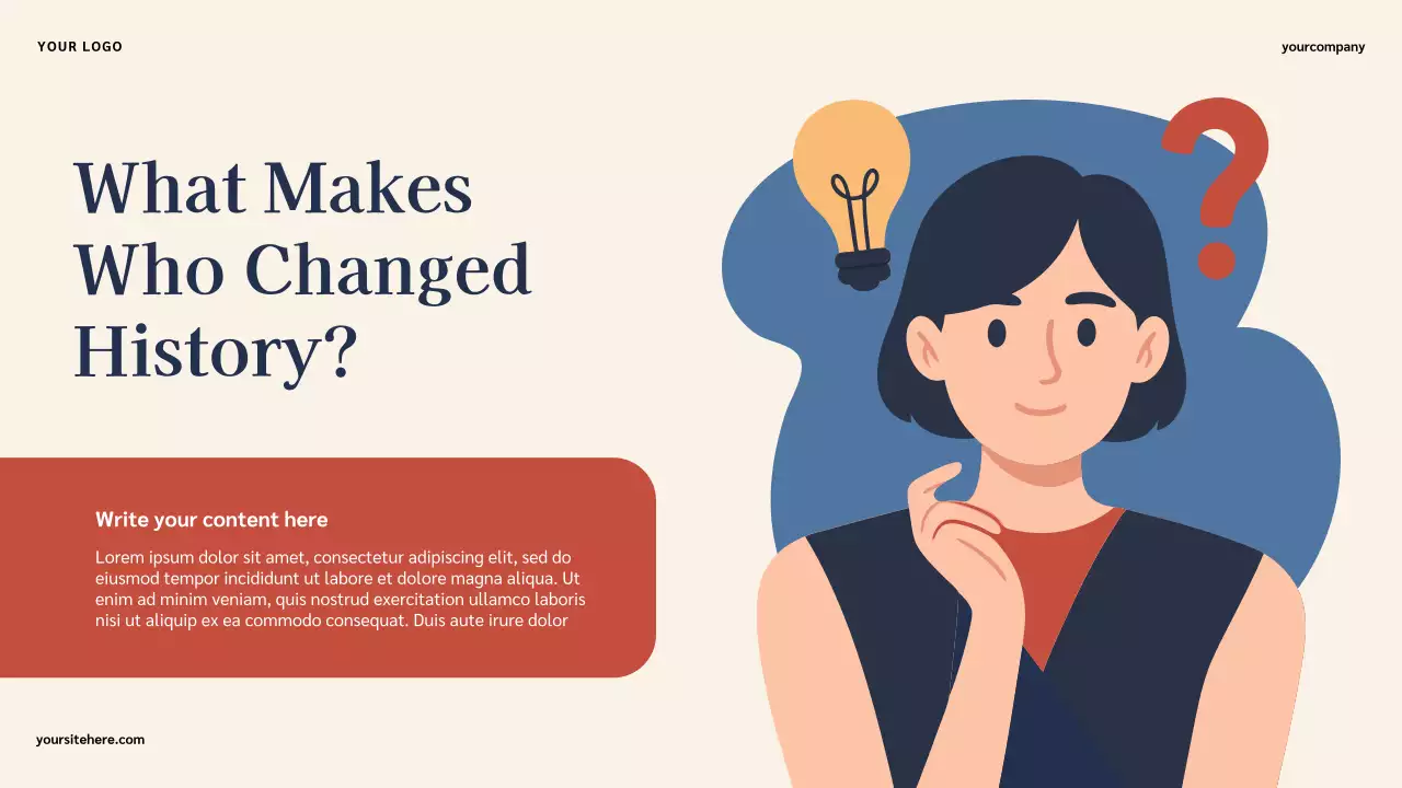 Bài thuyết trình lịch sử người Mỹ nổi tiếng cổ điển minh họa màu xanh