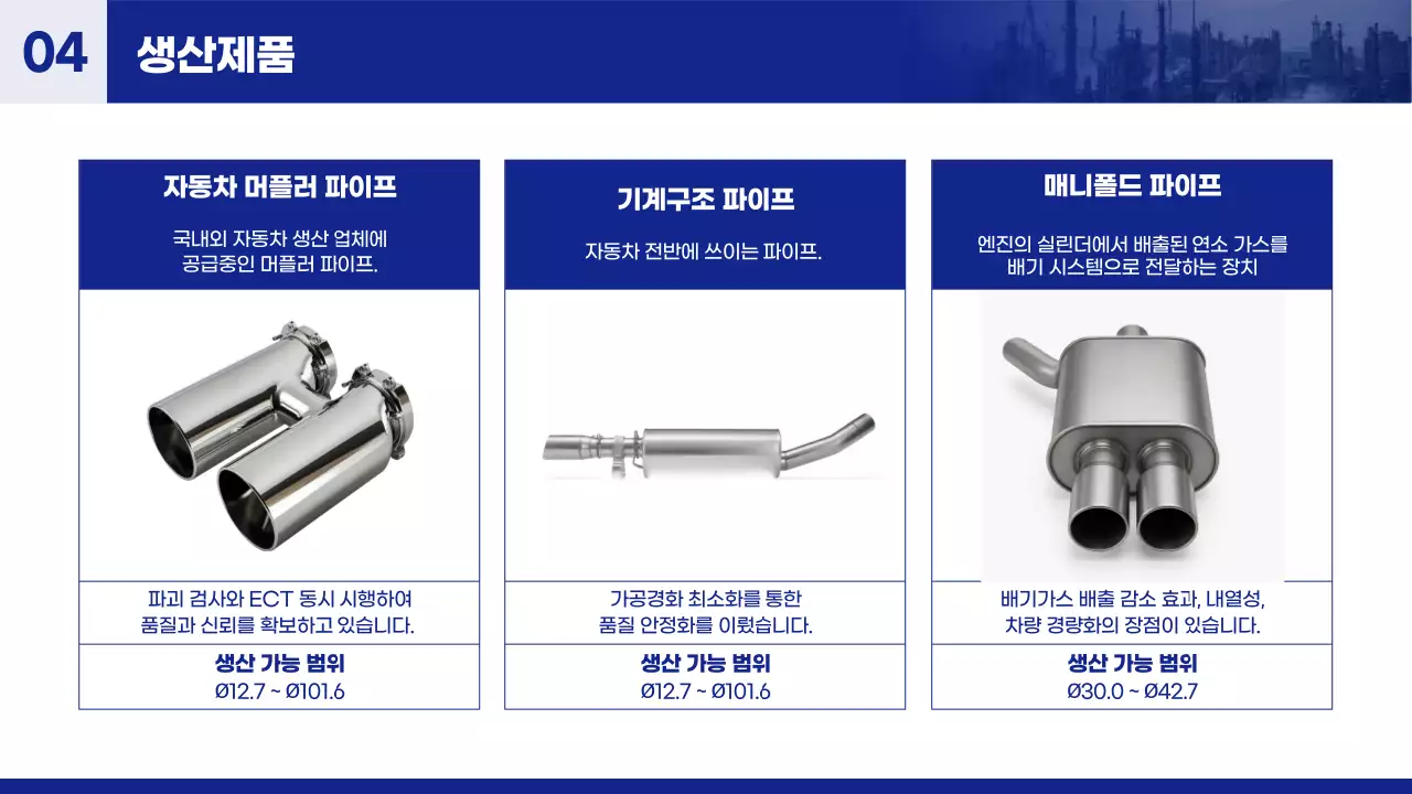 파랑 모던 산업 제품 소개