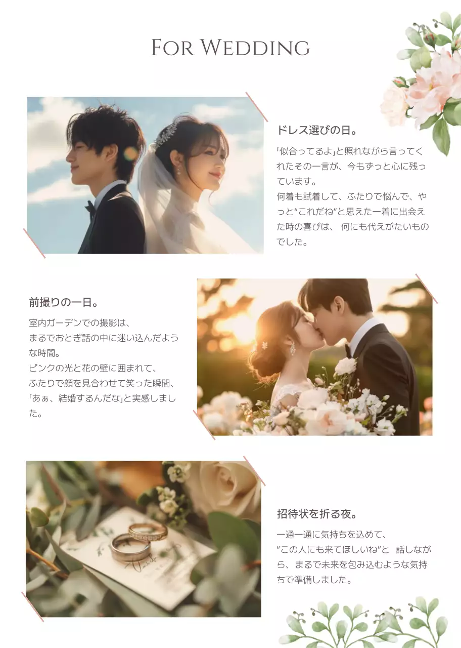 ピンク 上品 結婚式 プロフィール ロマンチックプロフィールブック