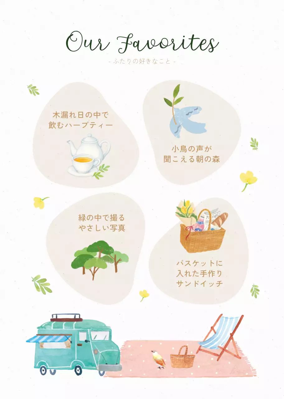 緑 ゴールド かわいい 結婚式 プロフィール ナチュラルプロフィールブック