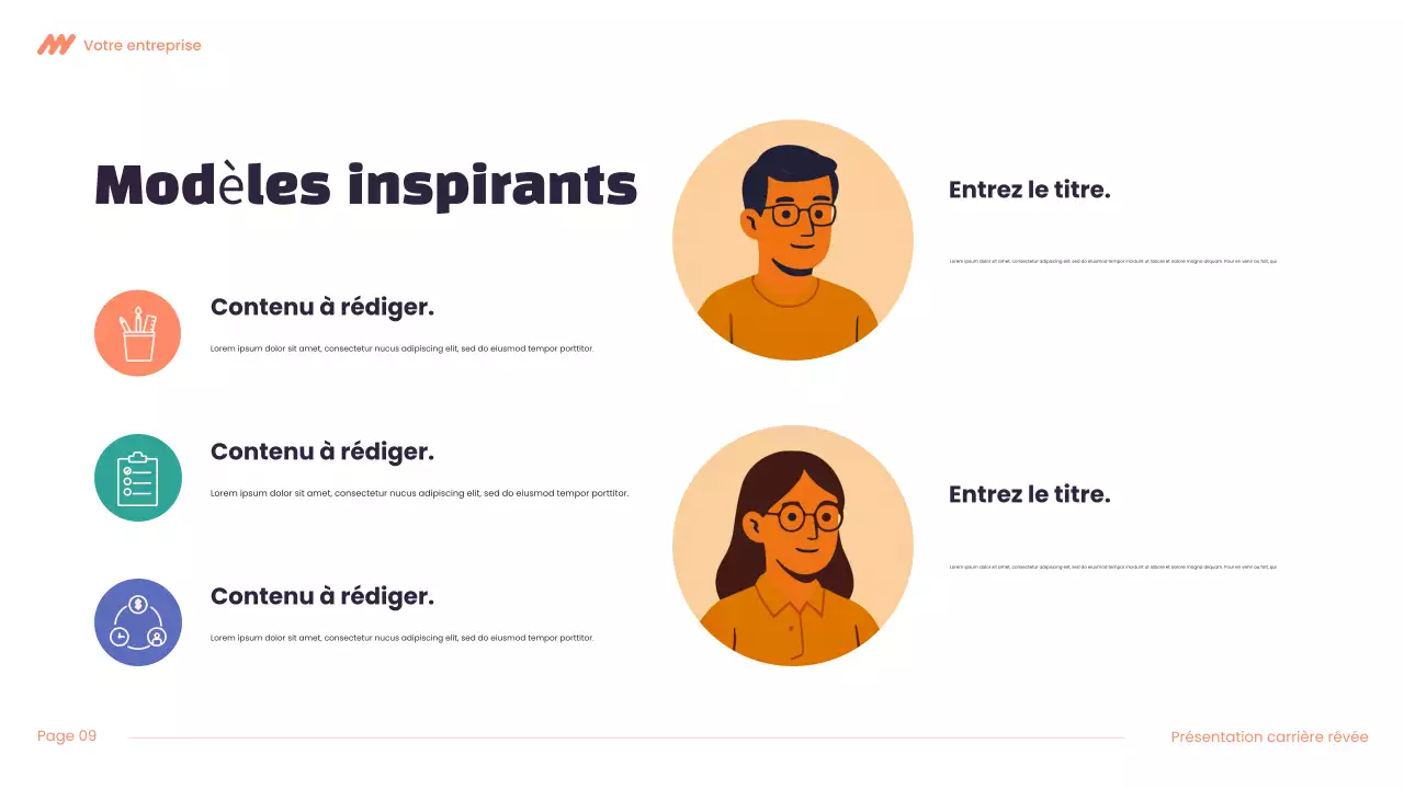 Présentation de carrière Modern Dream en violet et orange