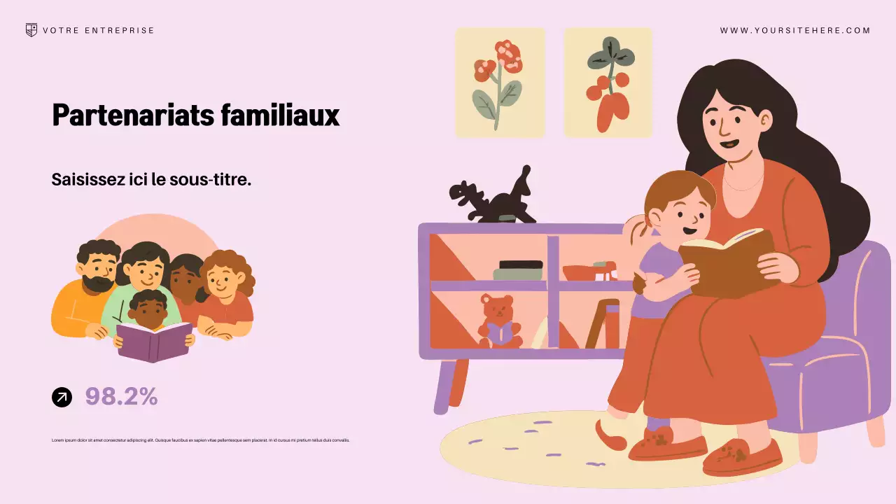 Présentation de l'annonce de l'éducation moderne rose